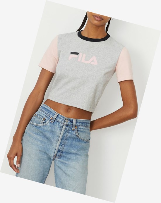 Fila Anna Crop Tee Lgrym/Pskn/Blk | QUH-150396