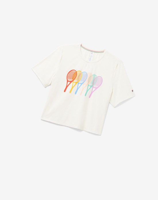 Fila Cross Court Grafika Tee Biele | FXR-624035
