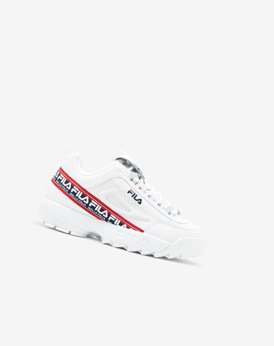 Fila Disruptor 2 Premium Logo Tape Sneakers Biele Námornícka Modrá Červené | ZHB-217036