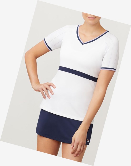 Fila Heritage Kratke Sleeve Top Whtl/Navy | RBX-835279