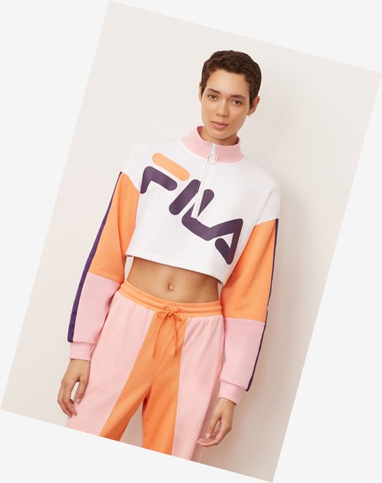 Fila Kaia 1/2 Zip Cropped Sweatshirt Wht/Cndyp/Corg | CNL-287310