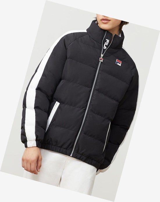 Fila Ledger Puffa Jacket Blk/Wht | DBS-462973