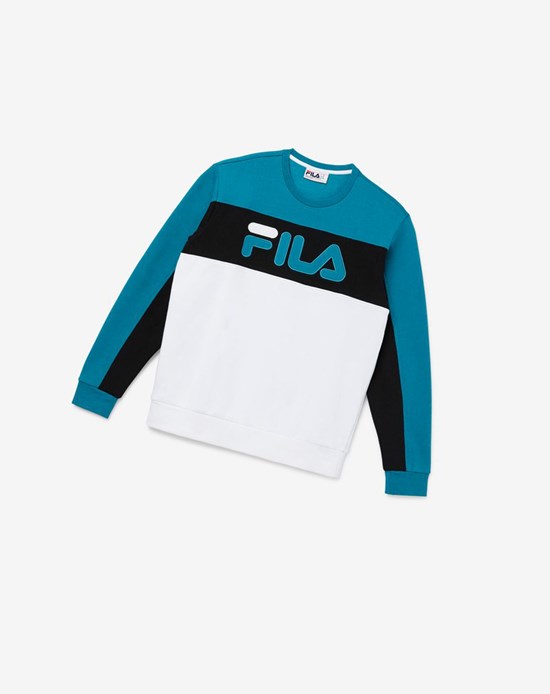 Fila Lesner Fleece Crew 496 Hblu/Wht/Blk | LRZ-649837