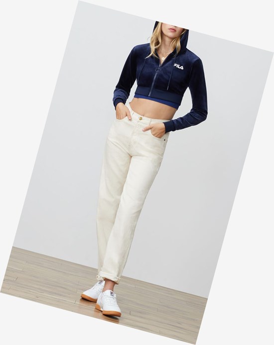 Fila Lou Cropped Velour Hoodie Peac/Wht | UGX-860157