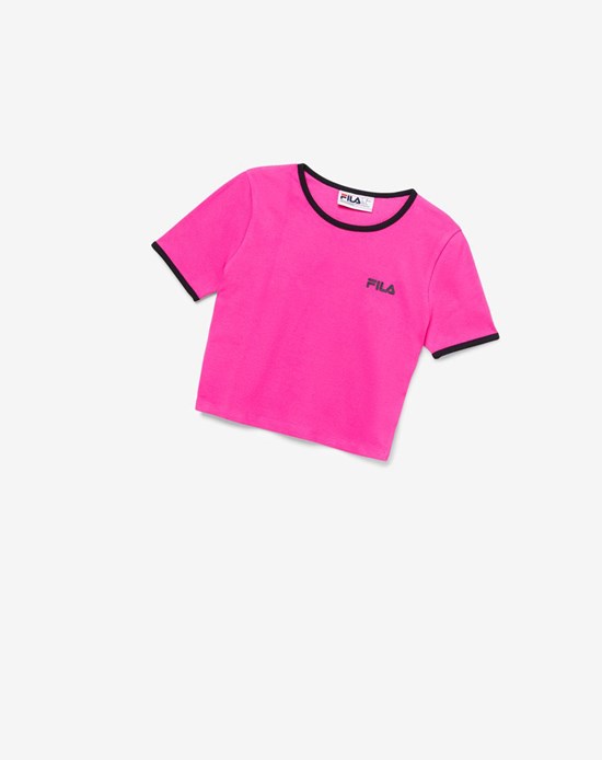 Fila Perla Crop Top Ruzove Čierne | ZGK-279683