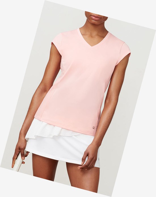 Fila Ruffle V-neck Tee Ltpink | VLC-196503