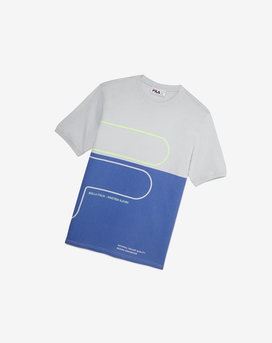 Fila Salza Tee Siva Modre Zelene | HNV-638791