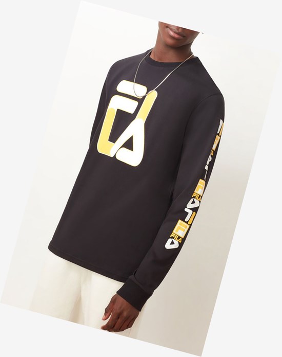 Fila Sandro Long Sleeve Tee Blk/Wht/Gfus | HAF-687294