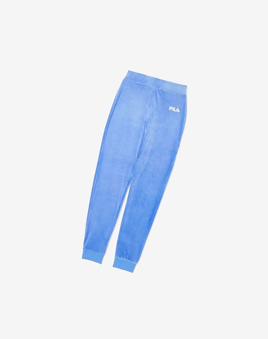 Fila Sara Velour Jogger Modre Biele | JPF-372469
