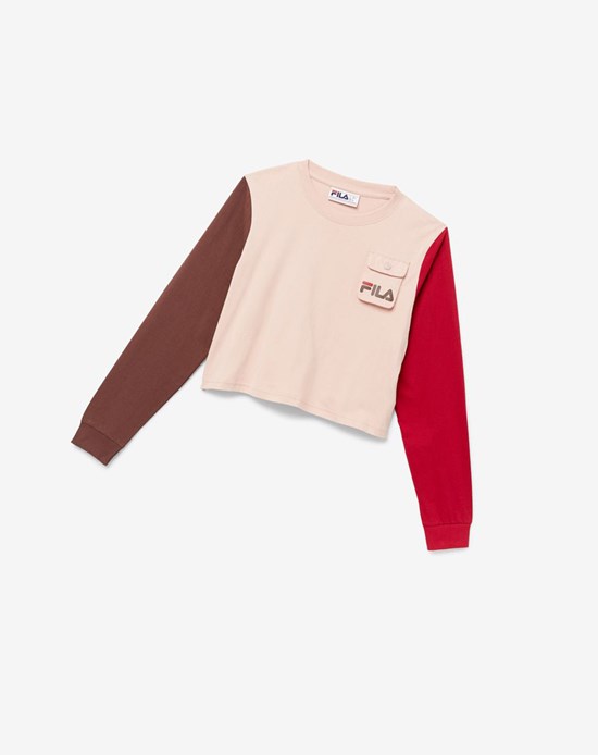 Fila Tanika Long Sleeve Cropped Tee Ruzove Tmavo Červené | FMR-431950
