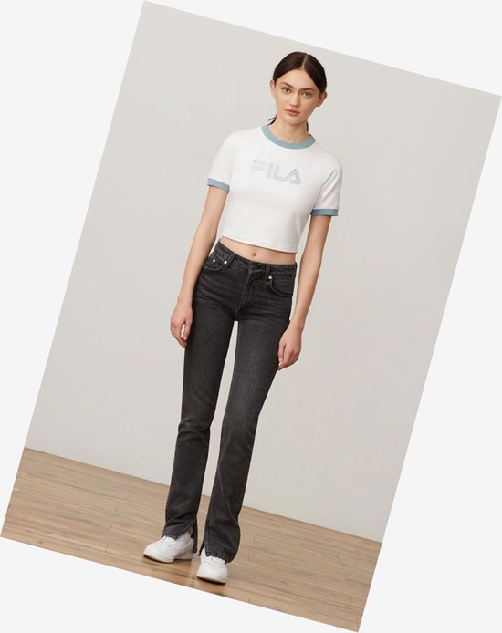 Fila Tionne Crop Tee Wht/Lead | WQP-601825